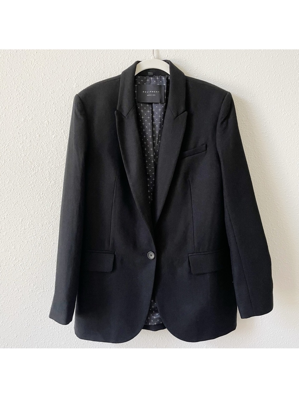 Equipment James Blazer Jacket 100% Wool Black Size 10 Luxury Minimalist Career